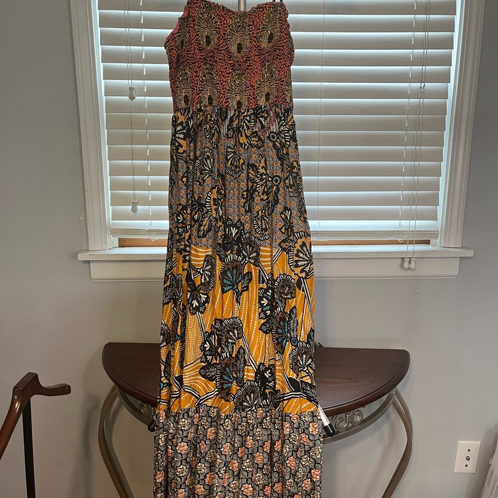 Anthropologie Jamila smocked Maxi dress vintage print